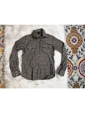 Lauren Ralph Lauren Womens Button Up Shirt S Black White Plaid Long Pockets